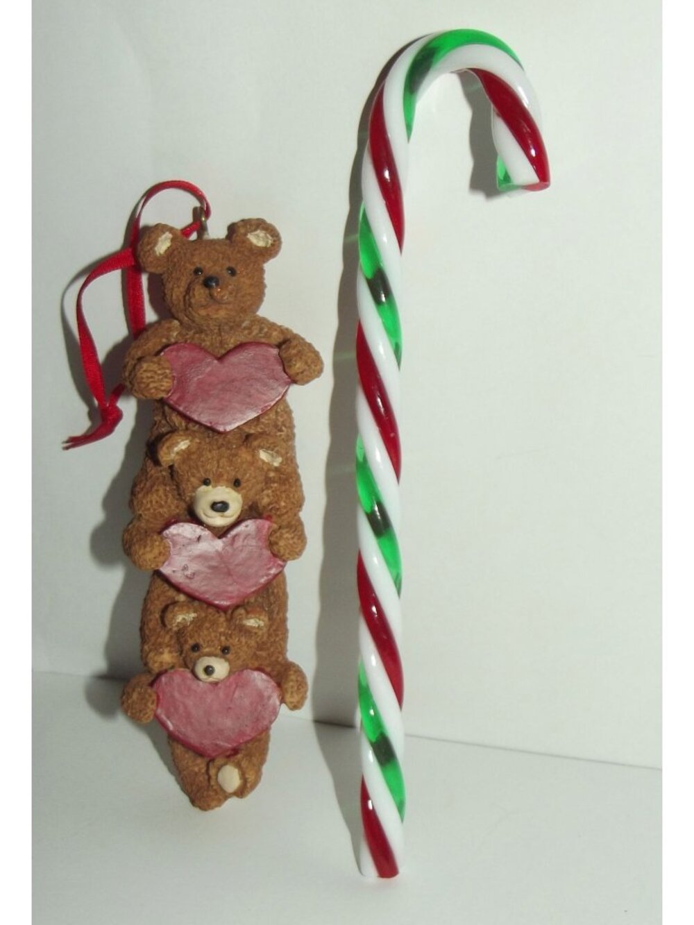 Kurt Adler 3 Teddy Bears Christmas Ornament Holly Bearies can personalize hearts